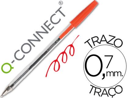 Boligrafo Transparente Q-Connect Rojo Medio Kf26041