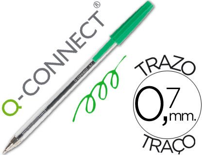 Boligrafo Transparente Q-Connect Verde Medio Kf01043