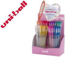 Boligrafo uni ball um-120 signo 0,7 mm tinta gel expositor de 48 colores con purpurina