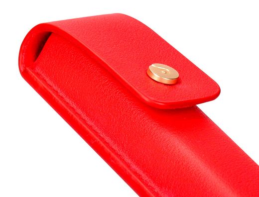 Boligrafo y estuche belius passion dor aluminio textura cepillada color rojo y dorado tinta azul caja de diseño