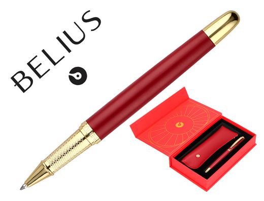 Boligrafo y estuche belius soiree color art deco granate y dorado tinta azul caja de diseño