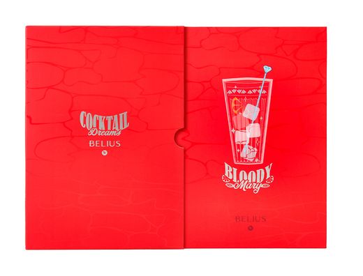 Boligrafo y wallet belius cocktails bloody mary aluminiorojo plateado relieve tinta color azul caja de diseńo