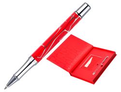 Boligrafo y wallet belius cocktails bloody mary aluminiorojo plateado relieve tinta color azul caja de diseńo