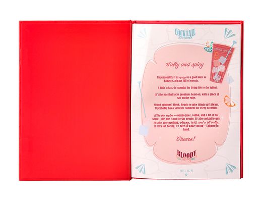 Boligrafo y wallet belius cocktails bloody mary aluminiorojo plateado relieve tinta color azul caja de diseńo