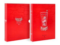 Boligrafo y wallet belius cocktails bloody mary aluminiorojo plateado relieve tinta color azul caja de diseńo