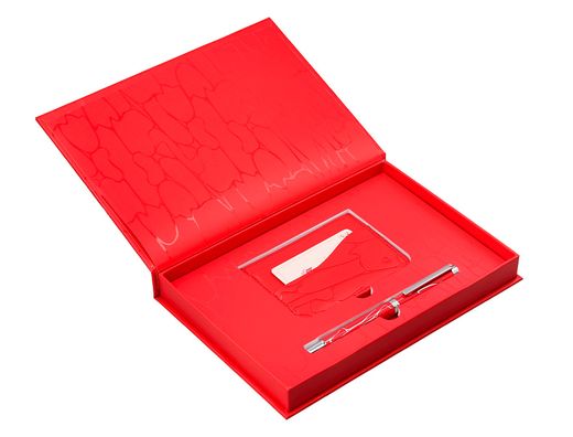 Boligrafo y wallet belius cocktails bloody mary aluminiorojo plateado relieve tinta color azul caja de diseńo