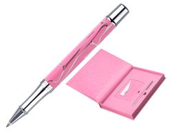 Boligrafo y wallet belius cocktails cosmopolitan aluminio rosa plateado relievetinta color azul caja diseńo