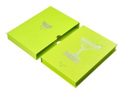 Boligrafo y wallet belius cocktails margarita aluminio verde lima plateado relieve tinta color azul caja de