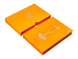 Boligrafo y wallet belius cocktails mimosa aluminio naranja plateado relieve tintacolor azul caja de diseńo