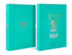 Boligrafo y wallet belius cocktails mojito aluminio verde plateado relieve tinta color azul caja de diseńo