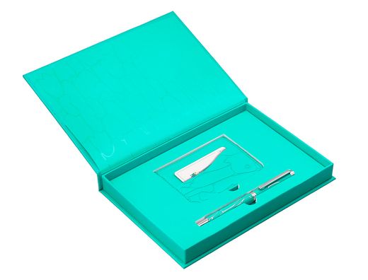 Boligrafo y wallet belius cocktails mojito aluminio verde plateado relieve tinta color azul caja de diseńo