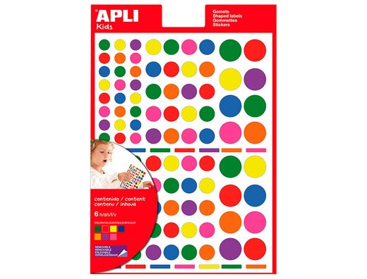 Bolsa 6 hojas de gomets (624u.) adhesivo removible 160x217mm Apli 12970