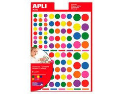 Bolsa 6 hojas gomets (664u.) redondos, cuadrados y triángulos 160x217 mm Apli 13240