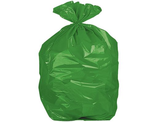 Bolsa basura domestica verde con autocierre 55 x 60 cm rollo de 15 unidades