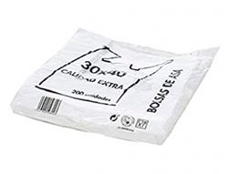 Bolsa camiseta reciclada 70% blanca 50 mc 35x50 cm apta legislacion de bolsas 2021