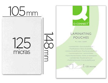 Bolsa de plastificar q-connect 105 x 148 mm din a6 125 mc caja de 100 uds