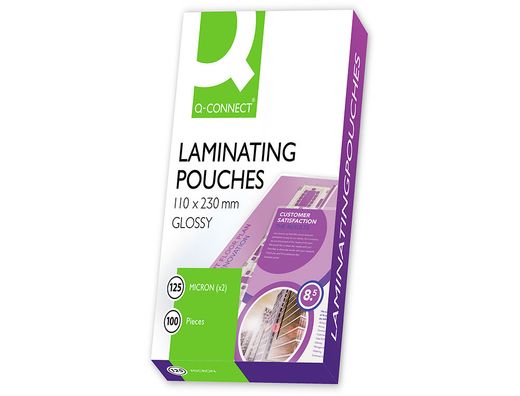 Bolsa de plastificar q-connect 110 x 230 mm 125 mc carnet de conducir caja de 100 unidades