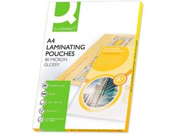 Bolsa de plastificar q-connect 303 x 216 mm 80 mc din a4 caja de 100 unidades