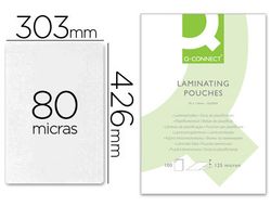 Bolsa de plastificar q-connect 303 x 426 mm 80 mc din a3 caja de 100 unidades