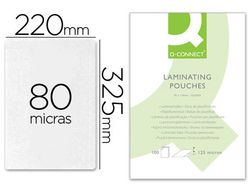 Bolsa de plastificar q-connect 325 x 220 mm 80 mc folio caja de 100 unidades