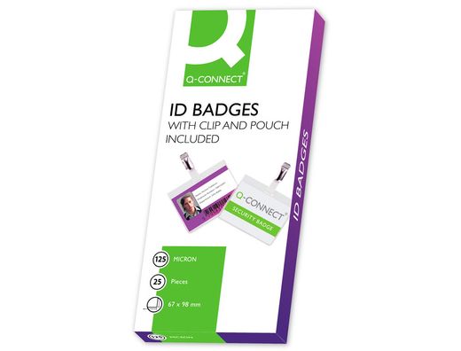 Bolsa de plastificar q-connect 67 x 98 mm 125 mc con clip para tarjetas de visita caja de 25 unidades