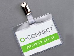Bolsa de plastificar q-connect 67 x 98 mm 125 mc con clip para tarjetas de visita caja de 25 unidades
