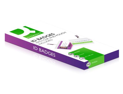 Bolsa de plastificar q-connect 67 x 98 mm 125 mc con clip para tarjetas de visita caja de 25 unidades
