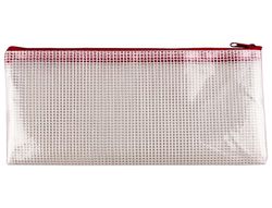 Bolsa multiusos q-connect malla cheque 250x115 mm apertura superior con cremallera rojo