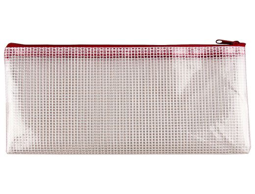 Bolsa multiusos q-connect malla cheque 250x115 mm apertura superior con cremallera rojo