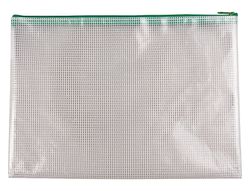 Bolsa multiusos q-connect pvc din A4 apertura superior con cremallera verde