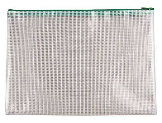 Bolsa multiusos q-connect pvc din A4 apertura superior con cremallera verde