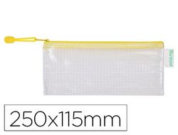 Bolsa multiusos tarifold pvc 250x115 mm apertura superior con cremallera portaboligrafo y correa color amarillo