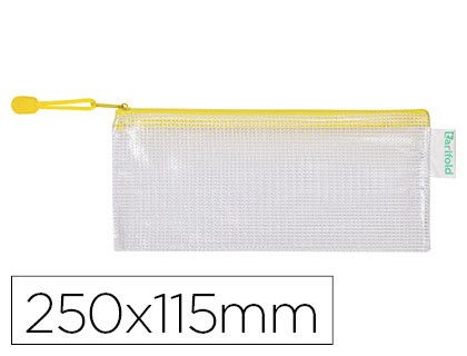 Bolsa multiusos tarifold pvc 250x115 mm apertura superior con cremallera portaboligrafo y correa color amarillo