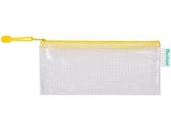 Bolsa multiusos tarifold pvc 250x115 mm apertura superior con cremallera portaboligrafo y correa color amarillo