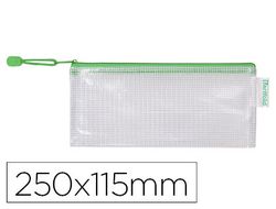 Bolsa multiusos tarifold pvc 250x150 mm apertura superior con cremallera portaboligrafo y correa color verde