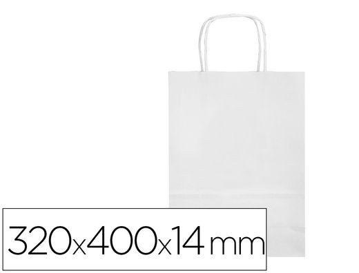 Bolsa papel q-connect celulosa blanco l con asa retorcida 320x400x14 mm