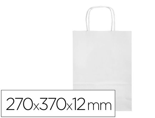 Bolsa papel q-connect celulosa blanco m con asa retorcida 270x370x12 mm