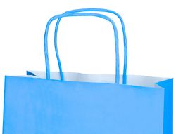 Bolsa papel q-connect celulosa celeste l con asa retorcida 320x400x14 mm