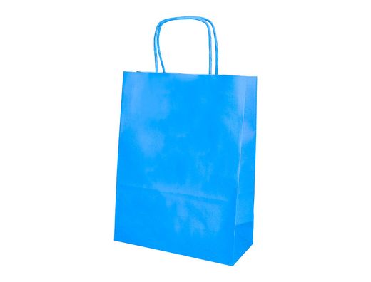 Bolsa papel q-connect celulosa celeste l con asa retorcida 320x400x14 mm