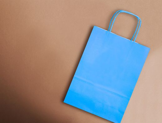 Bolsa papel q-connect celulosa celeste m con asa retorcida 270x370x12 mm