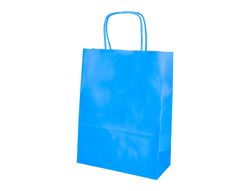 Bolsa papel q-connect celulosa celeste m con asa retorcida 270x370x12 mm