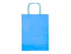 Bolsa papel q-connect celulosa celeste m con asa retorcida 270x370x12 mm