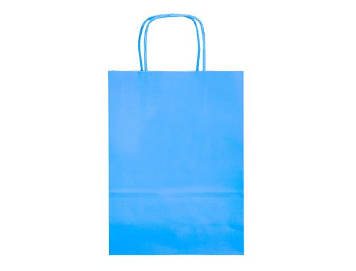 Bolsa papel q-connect celulosa celeste m con asa retorcida 270x370x12 mm