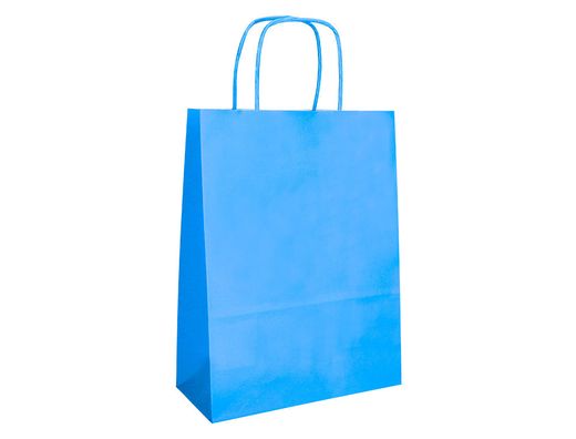 Bolsa papel q-connect celulosa celeste s con asa retorcida 240x320x10 mm