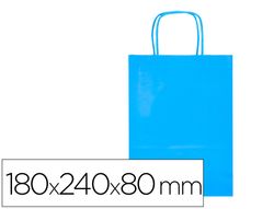 Bolsa papel q-connect celulosa celeste xs con asa retorcida 180x240x80 mm