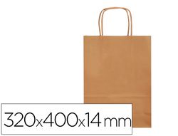 Bolsa papel q-connect celulosa natural liso l con asa retorcida 320x400x14 mm