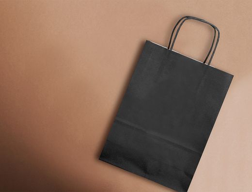 Bolsa papel q-connect celulosa negro l con asa retorcida 320x400x14 mm