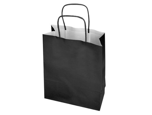 Bolsa papel q-connect celulosa negro l con asa retorcida 320x400x14 mm