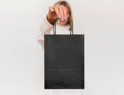 Bolsa papel q-connect celulosa negro m con asa retorcida 270x370x12 mm