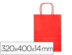 Bolsa papel q-connect celulosa rojo l con asa retorcida 320x400x14 mm